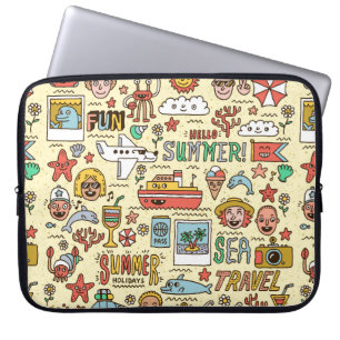 Summer Holidays Vacation Travel Funny Doodle vinta Laptop Sleeve