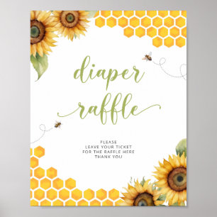 Summer Honey Bee Baby Shower Diaper Raffle Poster