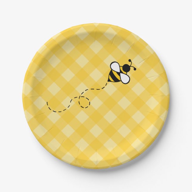 Summer Honey Bee BBQ Party Paper Plates (Front)