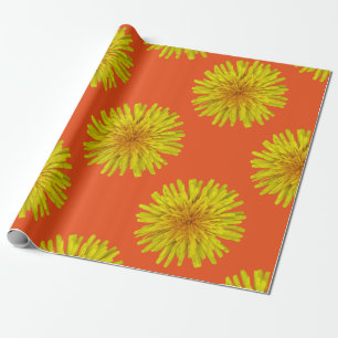 Summer Huge Yellow Dandelion Flower on any Colour Wrapping Paper