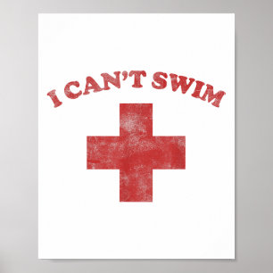 Summer Humor Funny Ol I Cant Swim Poster