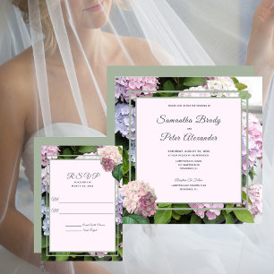 Summer Hydrangea Blossoms Wedding Invitation