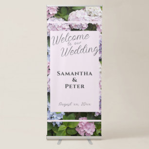 Summer Hydrangea Blossoms Wedding Reception Retractable Banner