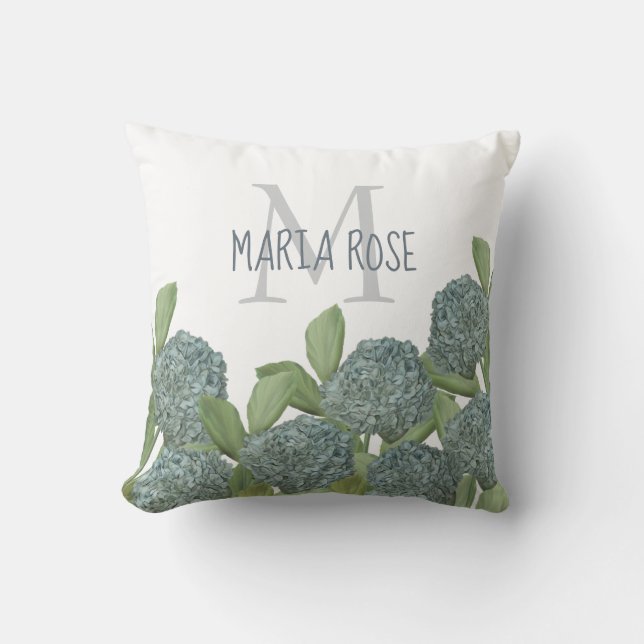Summer Hydrangea Flowers Chic Elegant Cushion (Front)