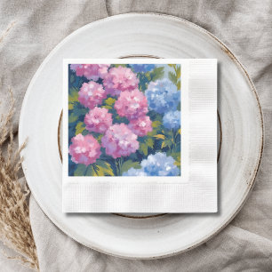 Summer Hydrangeas Pink & Blue Coastal Flowers Napkin