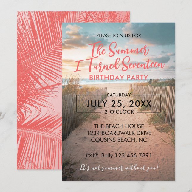 Summer I Turned Seventeen Birthday Invitation (Front/Back)