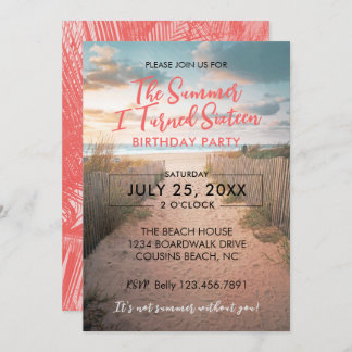 Summer I Turned Sixteen Birthday Invitation