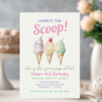 Summer Ice Cream 3rd Birthday Invitation