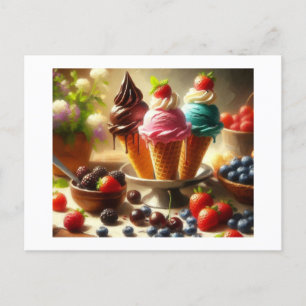 Summer Ice Cream and Fruit, Postcard