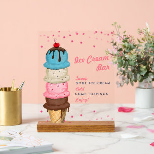 Summer Ice Cream Bar Bridal Shower Acrylic Sign