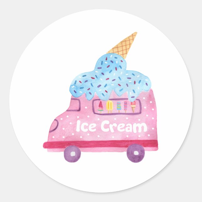 Summer Ice Cream Birthday Party Classic Round Sticker (Front)