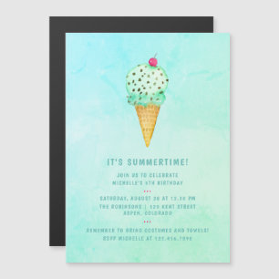 Summer Ice Cream Birthday Party Magnetic Invitation
