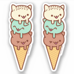 SUMMER ICE CREAM CONE Cat Stickers