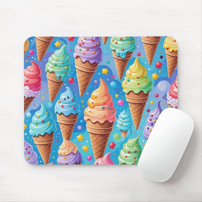 Summer Ice Cream Cone Collection Mouse Mat (With Mouse)