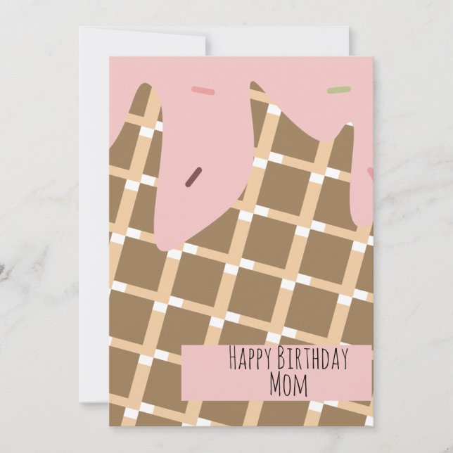 Summer Ice Cream Cone Dripping Pattern Birthday (Front)