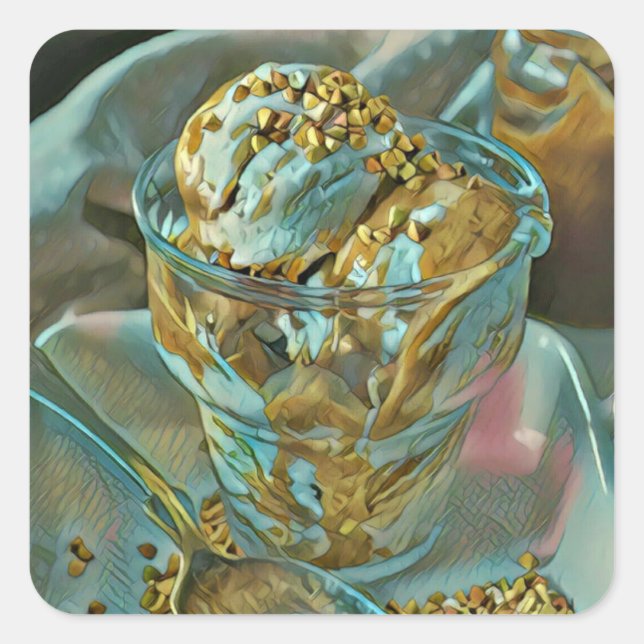 Summer ice cream cone square sticker (Front)