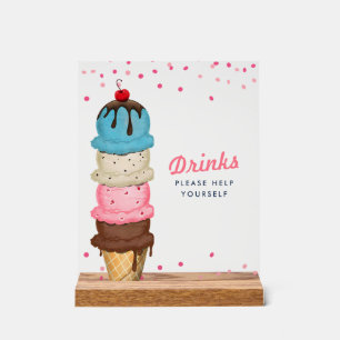 Summer Ice Cream Drinks Bridal Shower Acrylic Sign