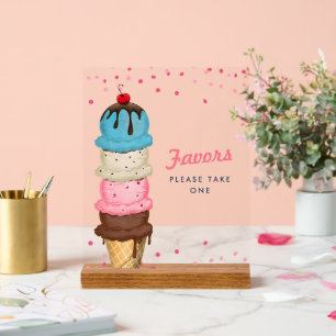 Summer Ice Cream Favours Bridal Shower Acrylic Sign