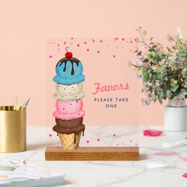 Summer Ice Cream Favours Bridal Shower Acrylic Sign (Wedding)