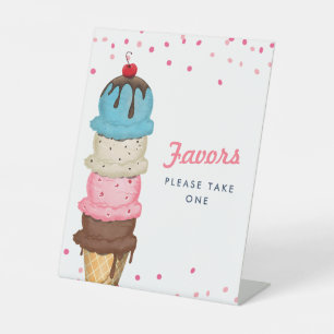 Summer Ice Cream Favours Bridal Shower Pedestal Sign