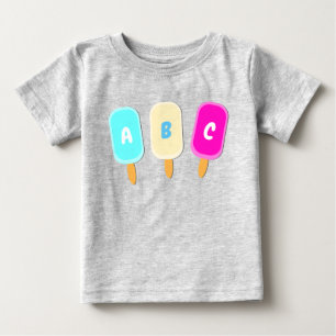 Summer Ice Cream Lollies Alphabet Baby T-Shirt