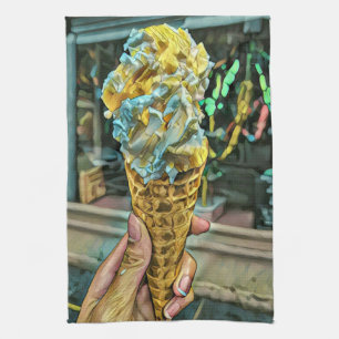 Summer ice cream lovers tea towel
