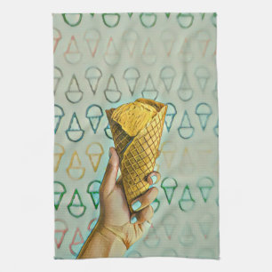 Summer ice cream lovers tea towel