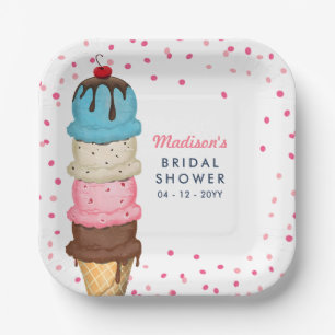 Summer Ice Cream Modern Bridal Shower Paper Plate