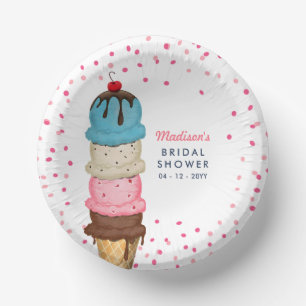 Summer Ice Cream Modern Bridal Shower Paper Plate
