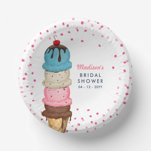 Summer Ice Cream Modern Bridal Shower Paper Plate (Front)