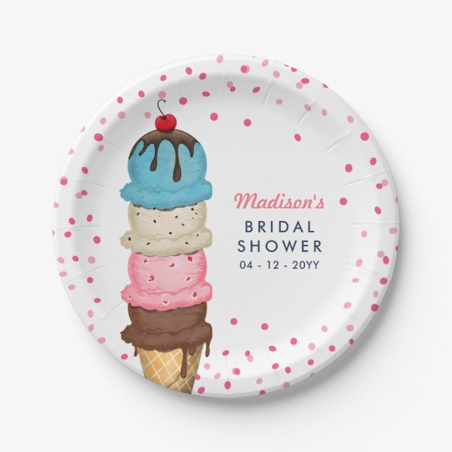 Summer Ice Cream Modern Bridal Shower Paper Plate (Front)
