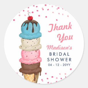 Summer Ice Cream Modern Bridal Shower Thank You Classic Round Sticker
