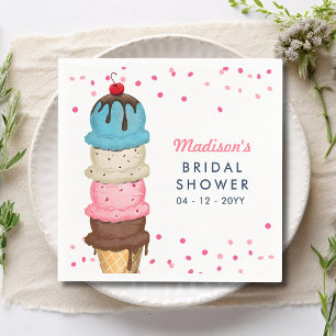 Summer Ice Cream Modern Bridal Shower Thank You Napkin