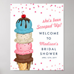 Summer Ice Cream Modern Bridal Shower Welcome Poster