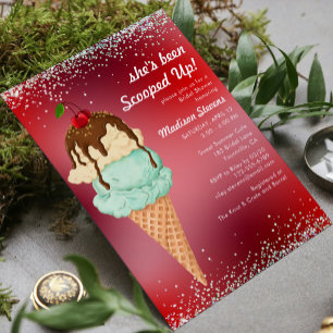 Summer Ice Cream Modern Watercolor Bridal Shower I Invitation