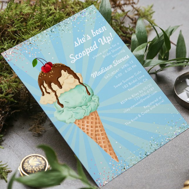 Summer Ice Cream Modern Watercolor Bridal Shower Invitation (Creator Uploaded)