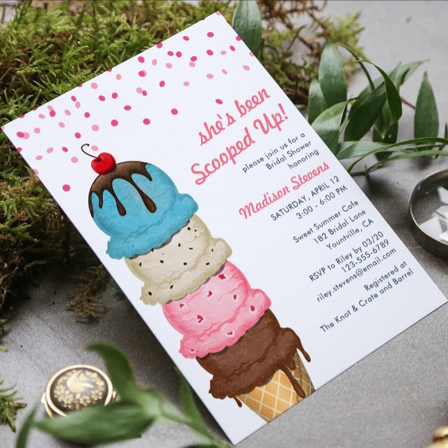 Summer Ice Cream Modern Watercolor Bridal Shower Invitation (Creator Uploaded)