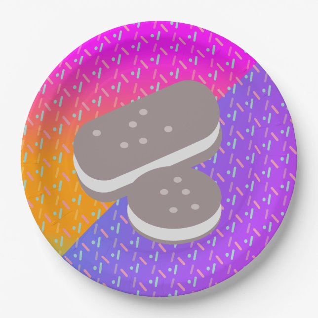 Summer Ice Cream Neon Sprinkles Party Pattern Paper Plate (Front)