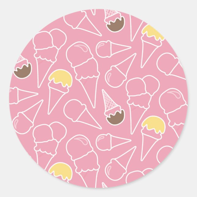 Summer Ice Cream Pattern Classic Round Sticker (Front)