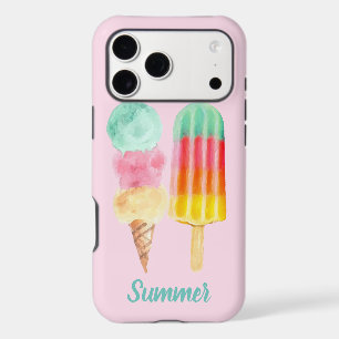 Summer Ice Cream Popsicle Watercolor Dessert