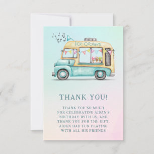 Summer Ice Cream Truck Birthday Party Thank You Card