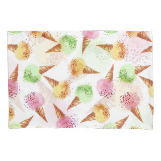 Summer Ice Cream Watercolor Pattern. Pillowcase