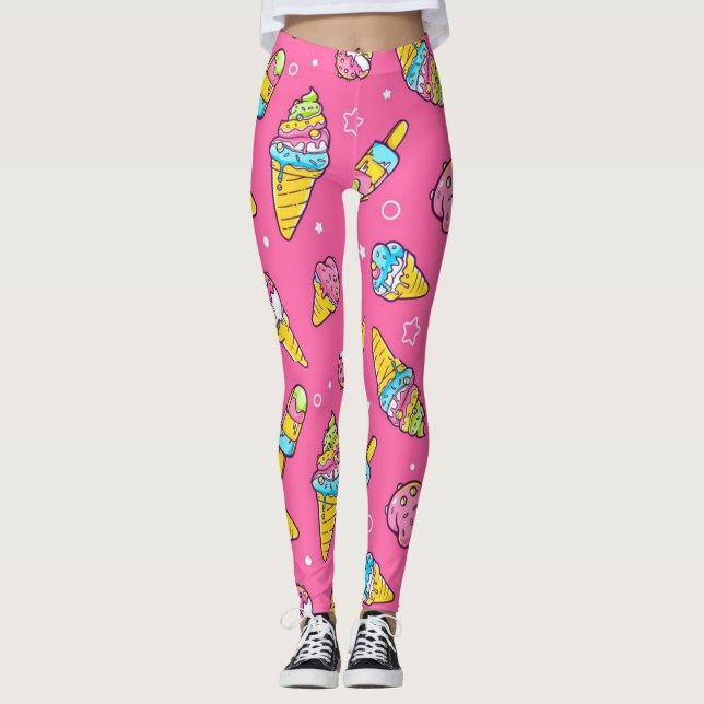 Summer Ice Creams Flavours Leggings (Front)