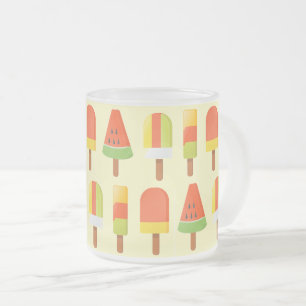Summer Ice Lollies Pattern Frosted Glass Coffee Mug