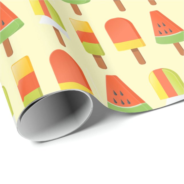 Summer Ice Lollies Pattern Wrapping Paper (Roll Corner)