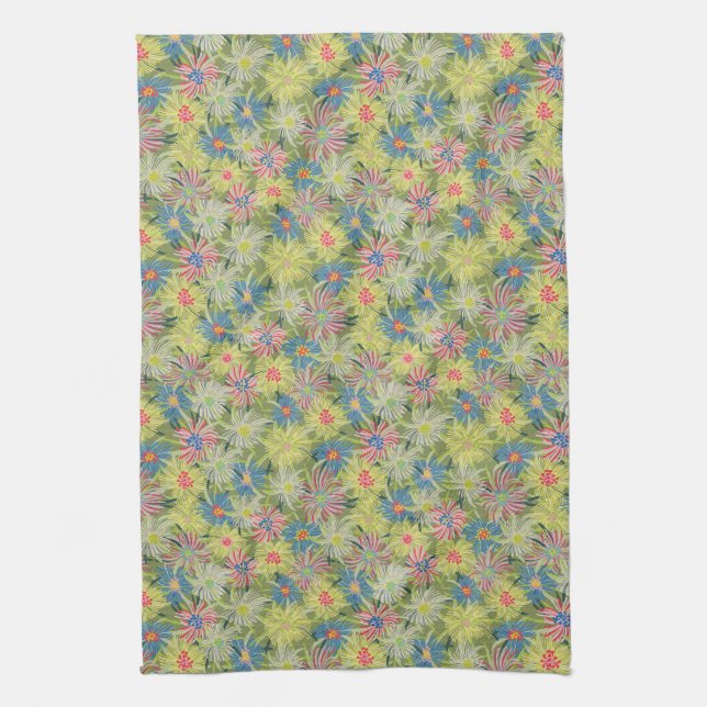 Summer Ice Plant botanical Tea Towel (Vertical)