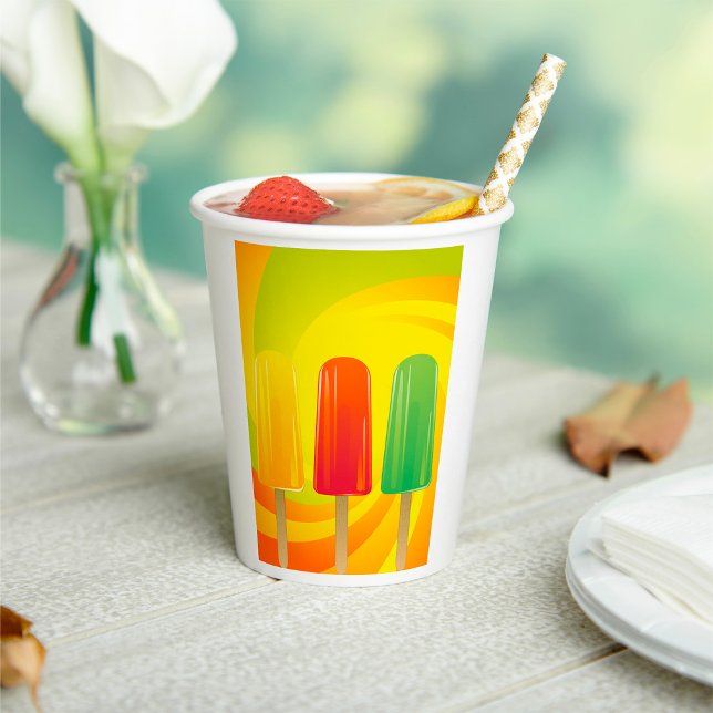 Summer Ice Pops Trio Bright Popsicles Paper Cups (Creator Uploaded)