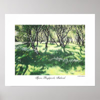 Summer Iceland sunshine trees landscape painting 