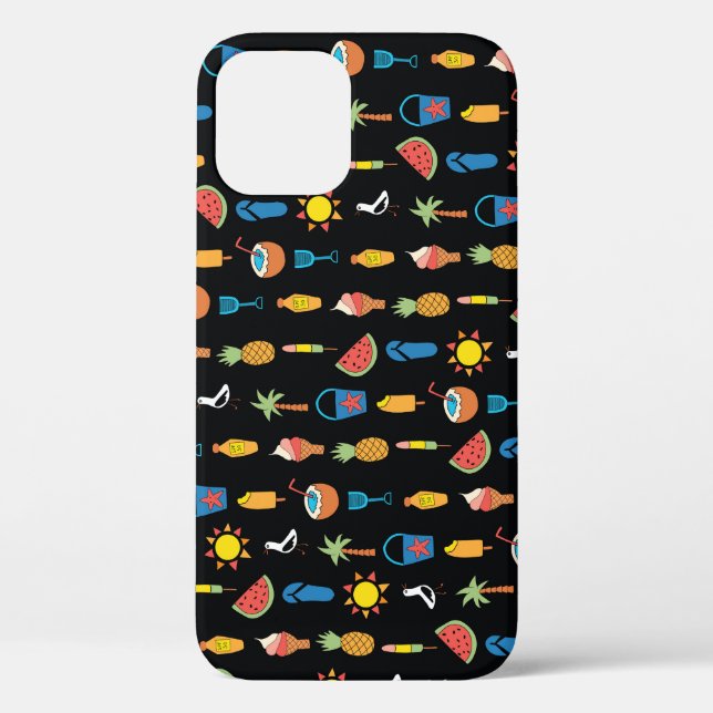 Summer Icons Black Seamless Background Case-Mate iPhone Case (Back)