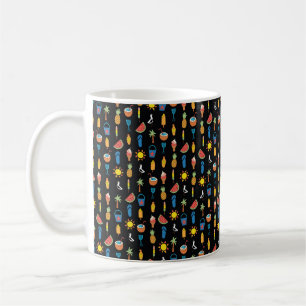 Summer icons seamless vintage pattern black. Repea Coffee Mug